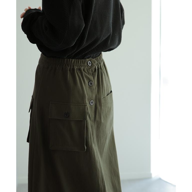 スカート レディース ロングスカート Aラインスカート タック 大きいサイズ 体型カバー フレアスカート ロング ベイカースカート チノ | HUG.U | 15