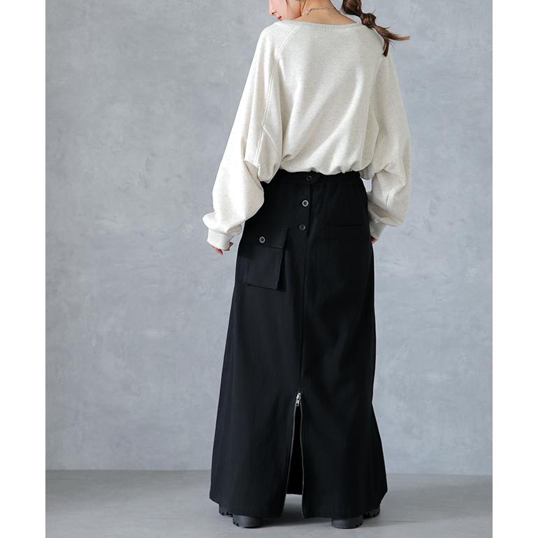 スカート レディース ロングスカート Aラインスカート タック 大きいサイズ 体型カバー フレアスカート ロング ベイカースカート チノ | HUG.U | 20