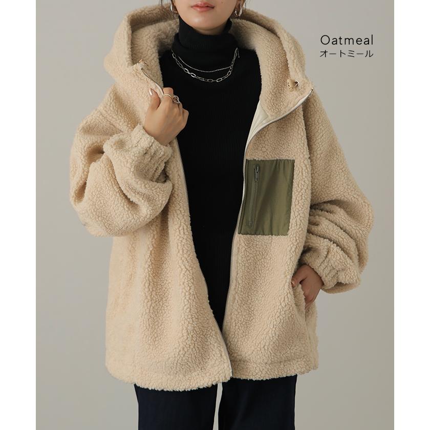 ボアコート レディース  ボア 暖か コート ボアアウター ブルゾン OUTER2410 | HUG.U | 14