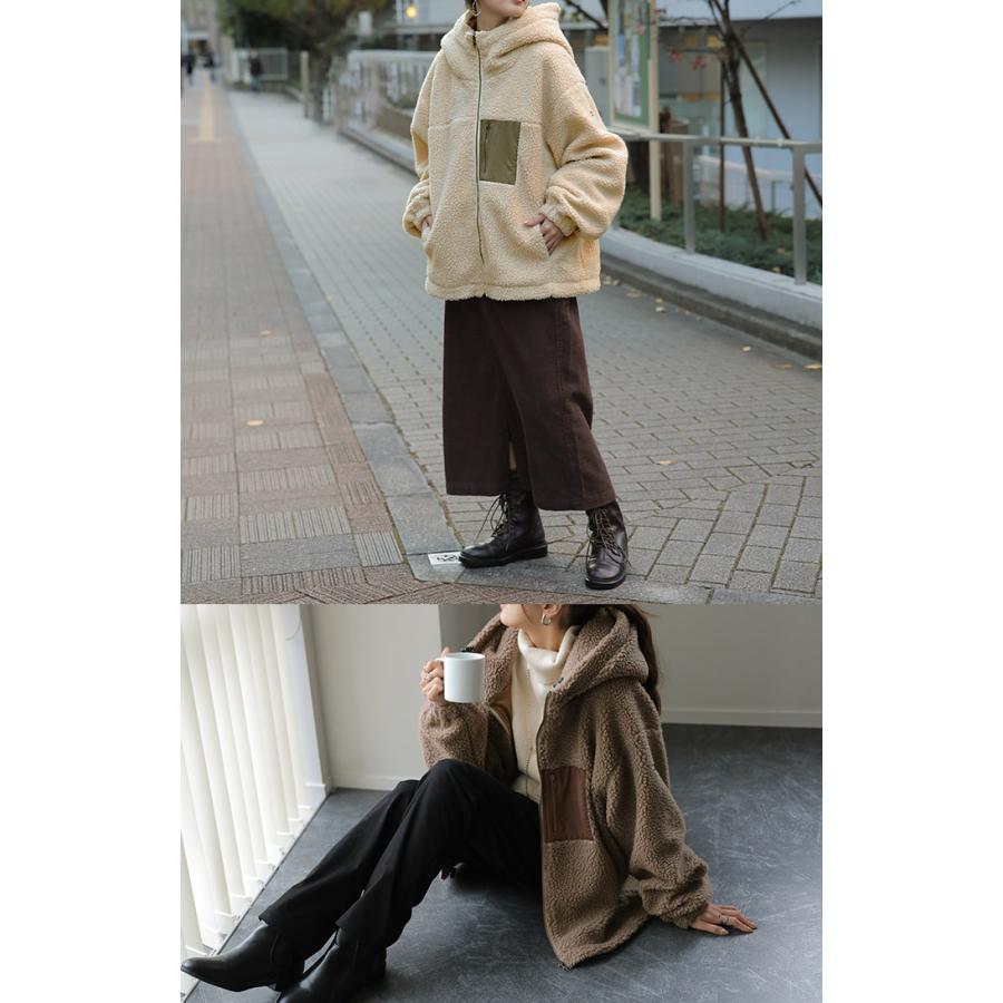 ボアコート レディース  ボア 暖か コート ボアアウター ブルゾン OUTER2410 | HUG.U | 16