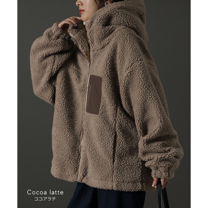 ボアコート レディース  ボア 暖か コート ボアアウター ブルゾン OUTER2410 | HUG.U | 18