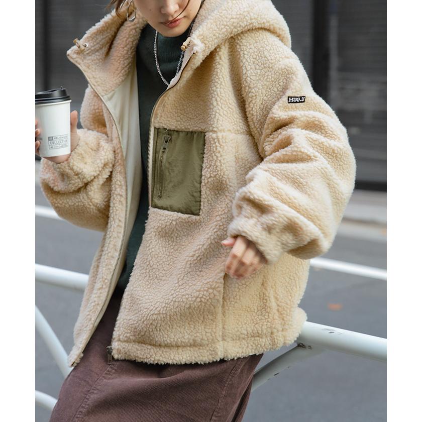 ボアコート レディース  ボア 暖か コート ボアアウター ブルゾン OUTER2410 | HUG.U | 09