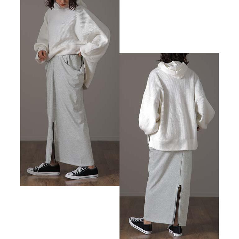 スカート 変形 ロングスカート レディース スウェット マキシスカート スリット | HUG.U | 13