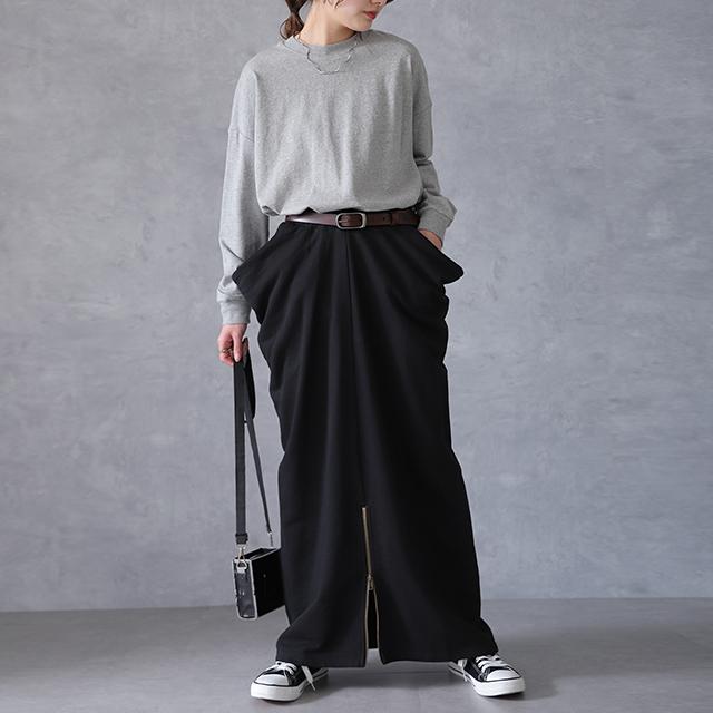 スカート 変形 ロングスカート レディース スウェット マキシスカート スリット | HUG.U | 07