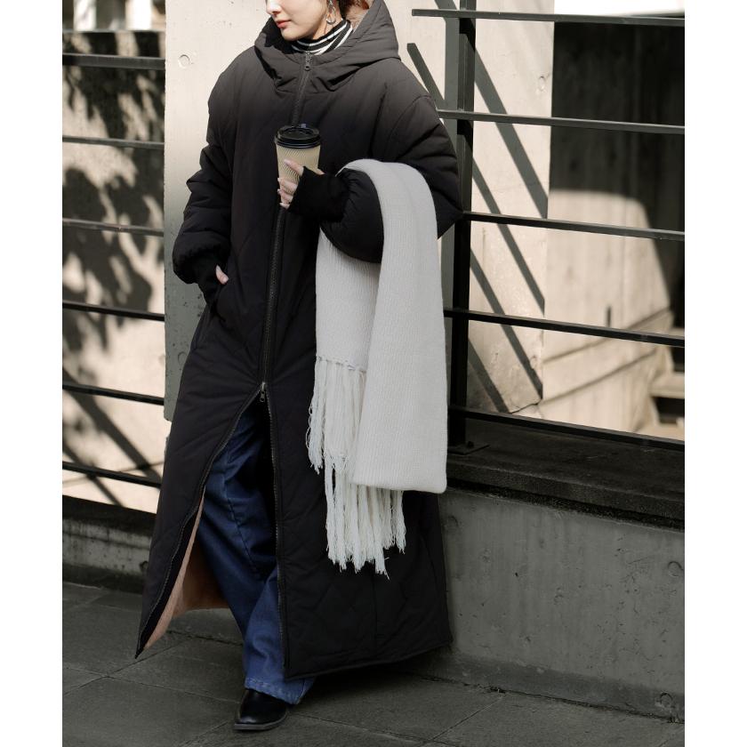 ファーコート レディース 中綿 エコファー アウター キルト ロング リバーシブル 極暖 | HUG.U | 11