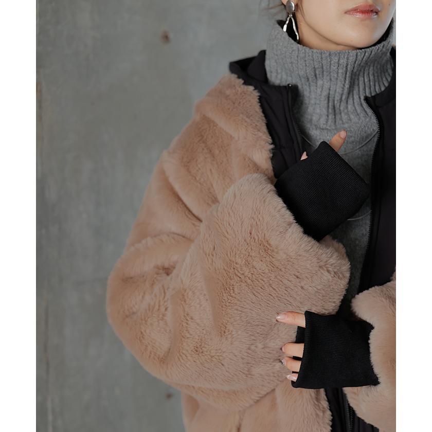 ファーコート レディース 中綿 エコファー アウター キルト ロング リバーシブル 極暖 | HUG.U | 10