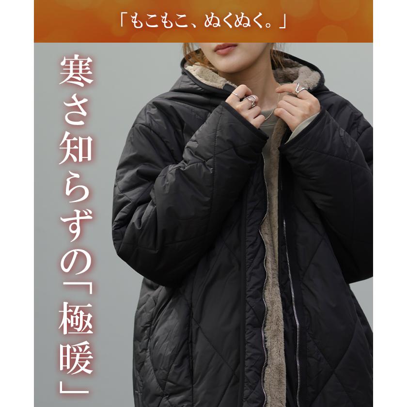 HUG.U ファーコート レディース 中綿 エコファー アウター