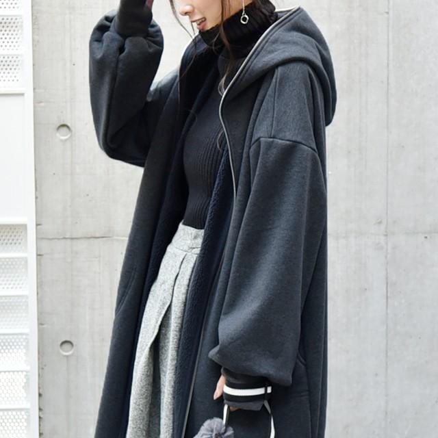 パーカー レディース 裏ボア ロングパーカー ボアパーカー 裏起毛 ロング アウター | HUG.U | 11