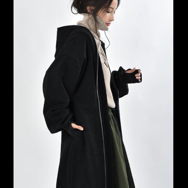 パーカー レディース 裏ボア ロングパーカー ボアパーカー 裏起毛 ロング アウター | HUG.U | 16