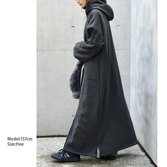 パーカー レディース 裏ボア ロングパーカー ボアパーカー 裏起毛 ロング アウター | HUG.U | 20