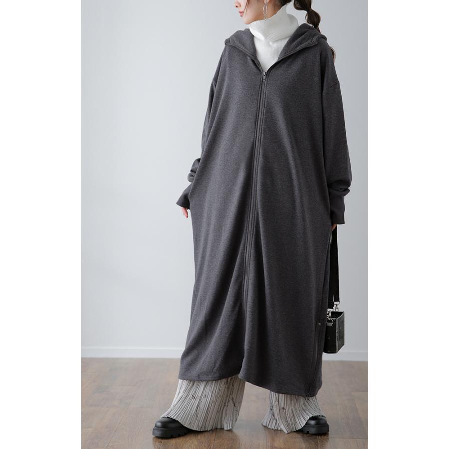 パーカー レディース 裏起毛 ロング 裏シャギー ロングパーカー アウター コート アウター スウェット | HUG.U | 12