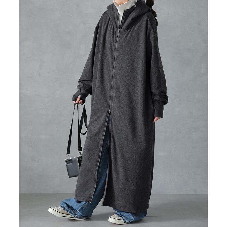 パーカー レディース 裏起毛 ロング 裏シャギー ロングパーカー アウター コート アウター スウェット | HUG.U | 07