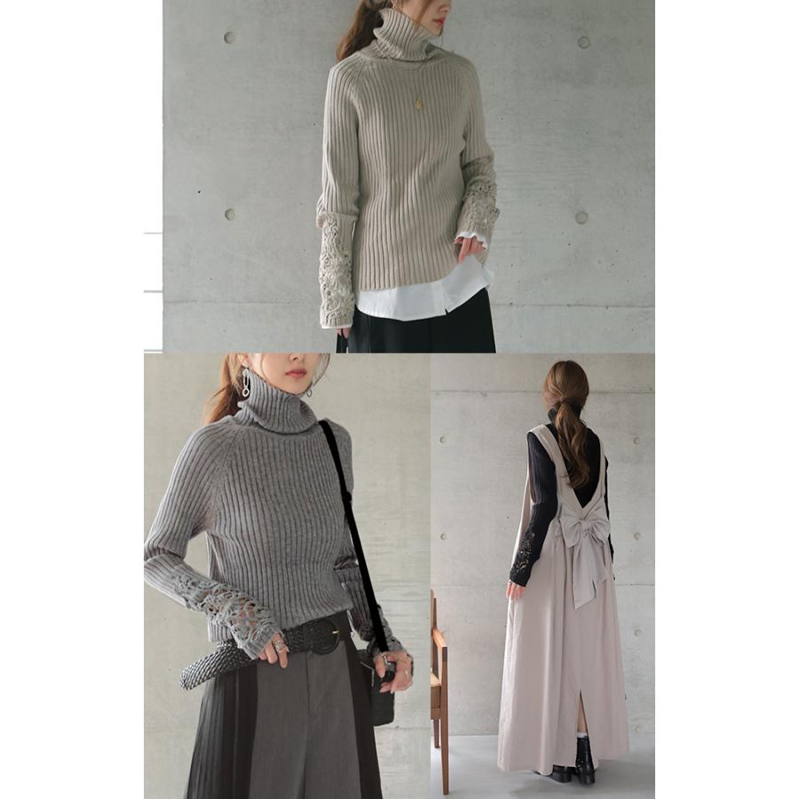 ニット レディース  タートルネック トップス リブニット セーター ハイネック | HUG.U | 12