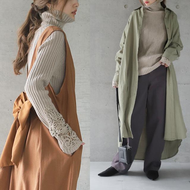 ニット レディース  タートルネック トップス リブニット セーター ハイネック | HUG.U | 20