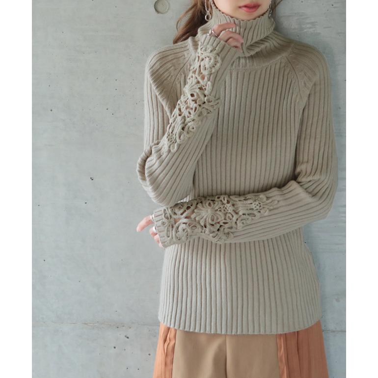 ニット レディース  タートルネック トップス リブニット セーター ハイネック | HUG.U | 07