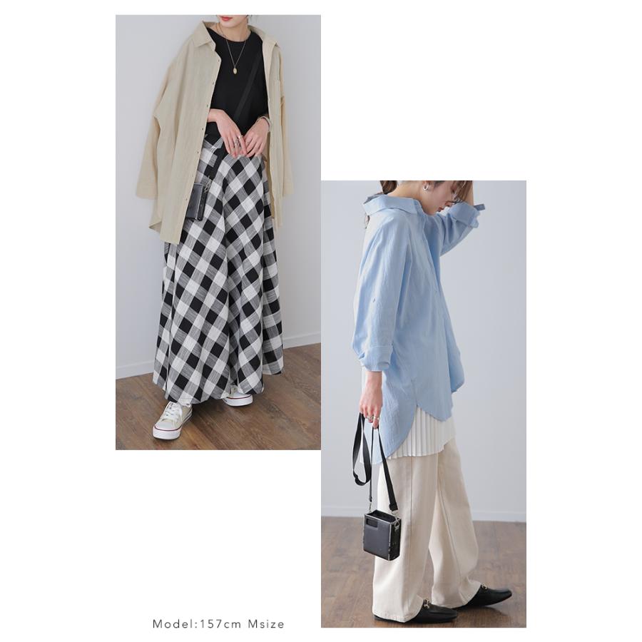 シャツ レディース ブラウス チュニック トップス 長袖 ドロップショルダー ロングシャツ | HUG.U | 25