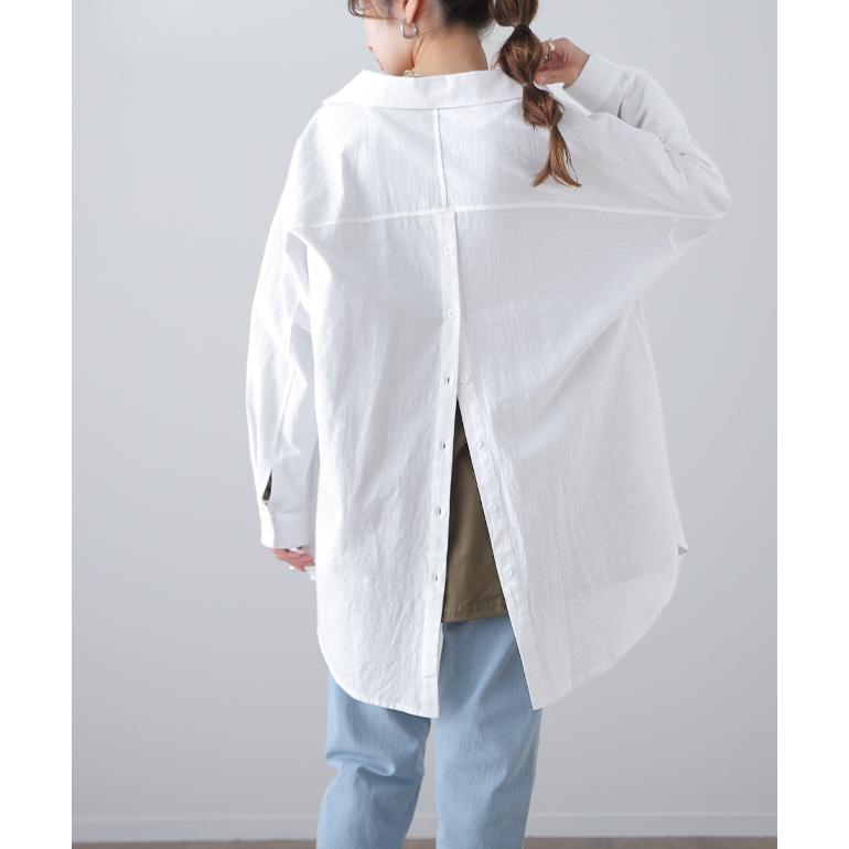 シャツ レディース ブラウス チュニック トップス 長袖 ドロップショルダー ロングシャツ | HUG.U | 09