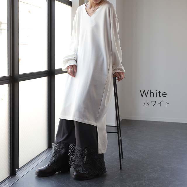 ワンピース ロングワンピース レディース ロング ワンピ ワンピース マキシ スリット 長袖 無地 Aライン 体型カバー | HUG.U | 16