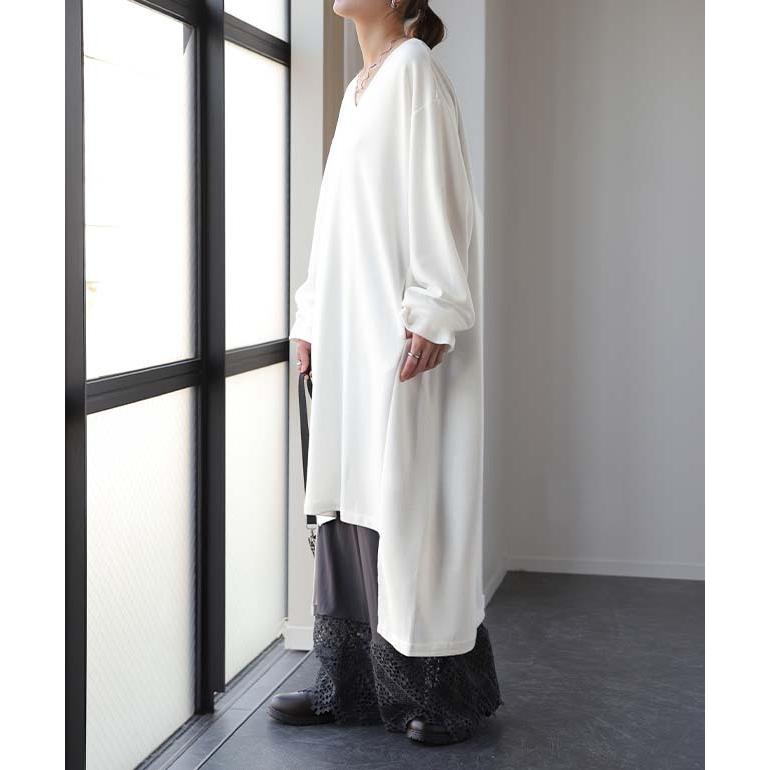 ワンピース ロングワンピース レディース ロング ワンピ ワンピース マキシ スリット 長袖 無地 Aライン 体型カバー | HUG.U | 23