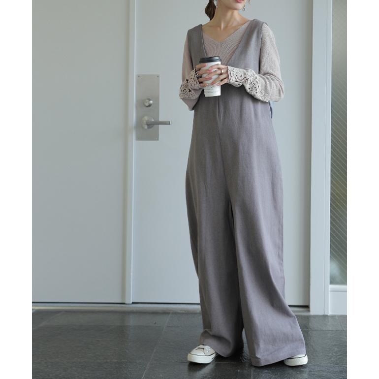 ニット レディース レース トップス 袖レース セーター Vネックリブ 薄手 黒 ピンク | HUG.U | 08