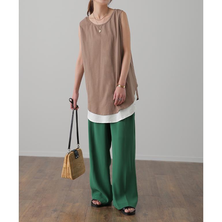 キャミソール レディース  インナー 重ね着 レース プリーツ レイヤード ボーダー | HUG.U | 23