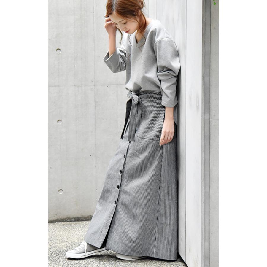スカート レディース ロングスカート ストライプ 綿100％ マキシスカート | HUG.U | 03