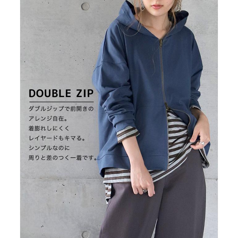パーカー レディース 薄手 冷房対策 フーディー ジップアップ 羽織 ライトアウター ダブルジップ 長袖 ポケット Y410 Hug U ハグユー 通販 Yahoo ショッピング