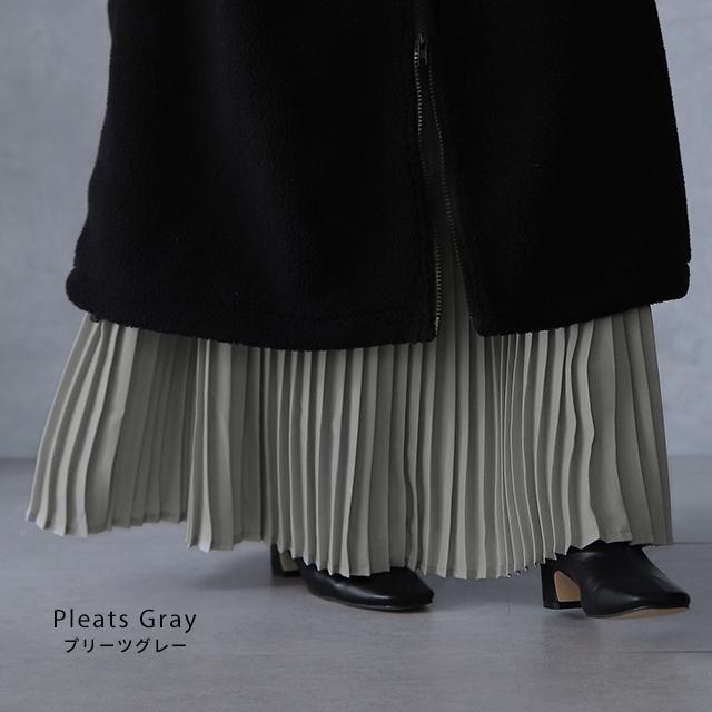 スカート ロング  プリーツ シフォン レース ペチコート インナー レイヤード | HUG.U | 25