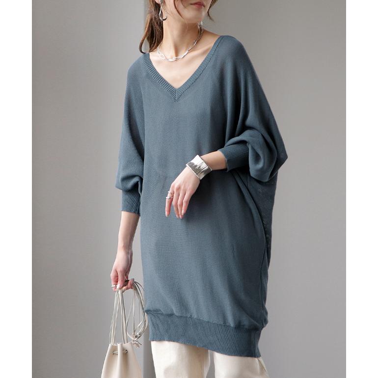 SALE ニット トップス レディース Vネックニット ニット ドルマン シアー レイヤード 長袖 | HUG.U | 11