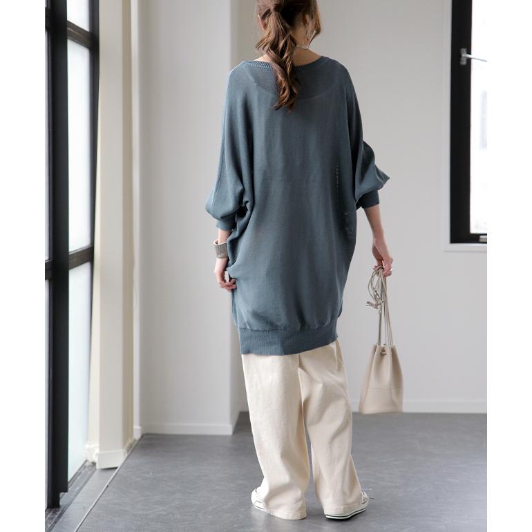 SALE ニット トップス レディース Vネックニット ニット ドルマン シアー レイヤード 長袖 | HUG.U | 14