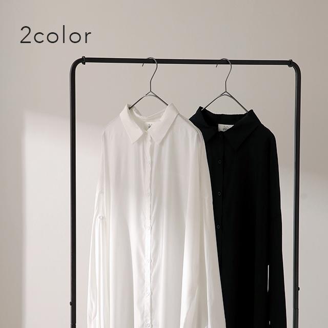 シャツワンピース シャツ バックスリット ロング ロングシャツ ワンピース チュニックトップス ロングワンピース 長袖 マキシ レディース | HUG.U | 09