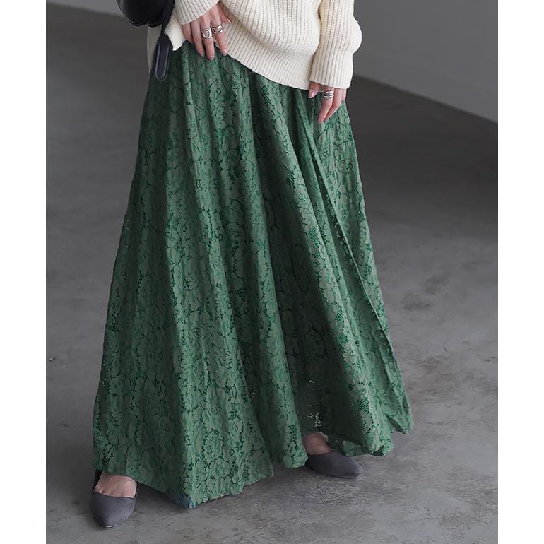 ワイドパンツ レディース ボトムス レース 大きいサイズ ワイドパンツルック | HUG.U | 09