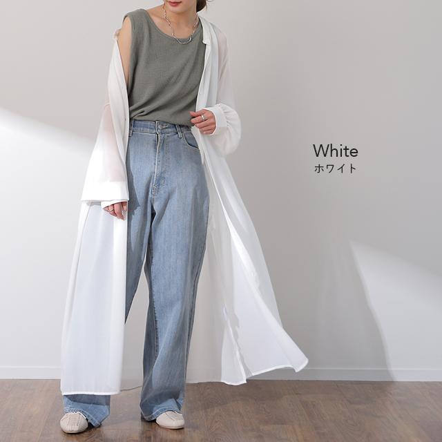 シアーシャツ ロング ロングシャツ シャツ ワンピース シフォン 長袖 羽織 夏 Y434 Hug U ハグユー 通販 Yahoo ショッピング