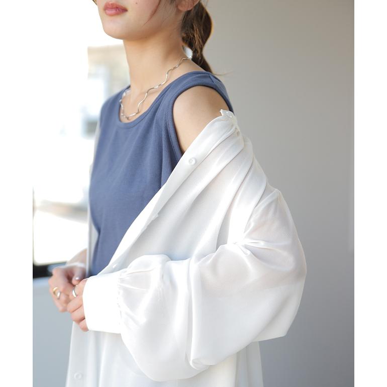 シアーシャツ 長袖 ロング シフォン ロングシャツ  ワンピース シャツ 羽織 | HUG.U | 09