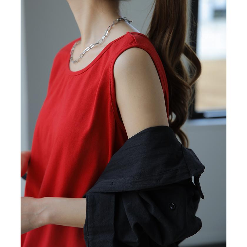 タンクトップ レディース  レイヤード インナー ロング丈 ノースリーブ 重ね着 | HUG.U | 03