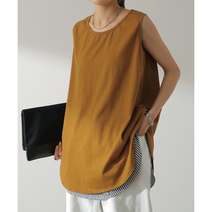 タンクトップ レディース  レイヤード インナー ロング丈 ノースリーブ 重ね着 | HUG.U | 04