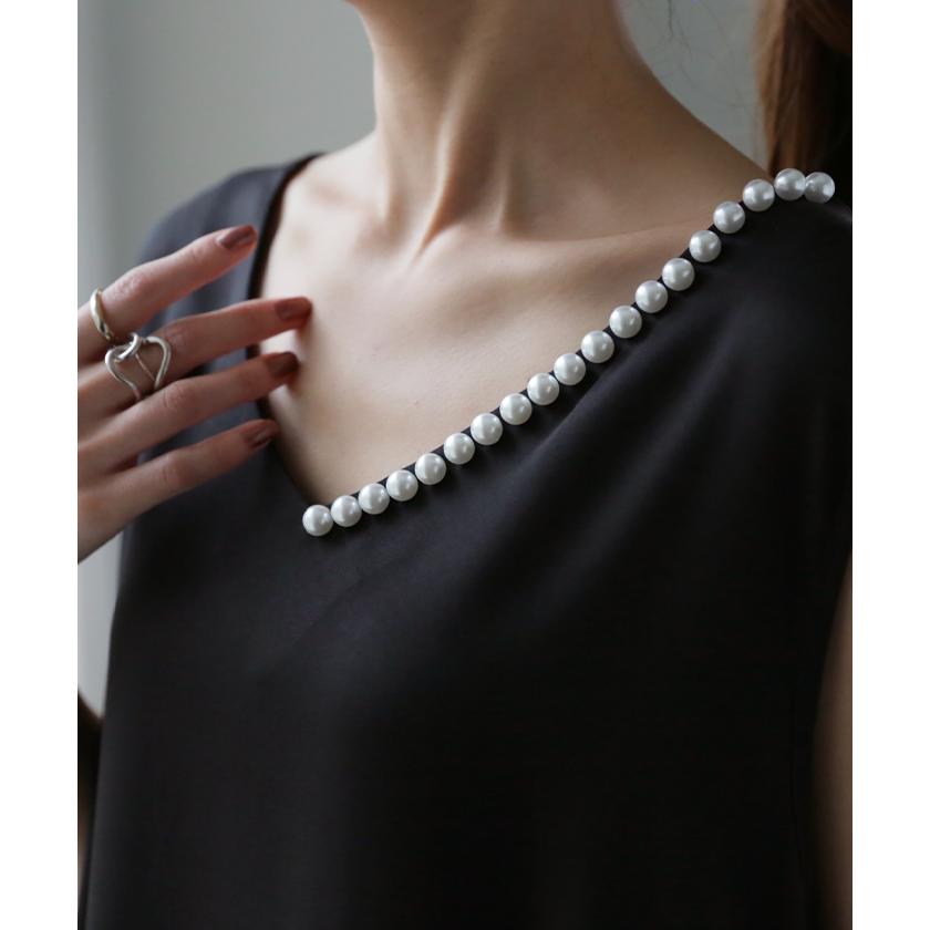 ワンピース ノースリーブ ロングワンピース パール フォーマル ドレス 結婚式 | HUG.U | 14