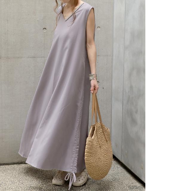 ワンピース ノースリーブ ロングワンピース パール フォーマル ドレス 結婚式 | HUG.U | 19