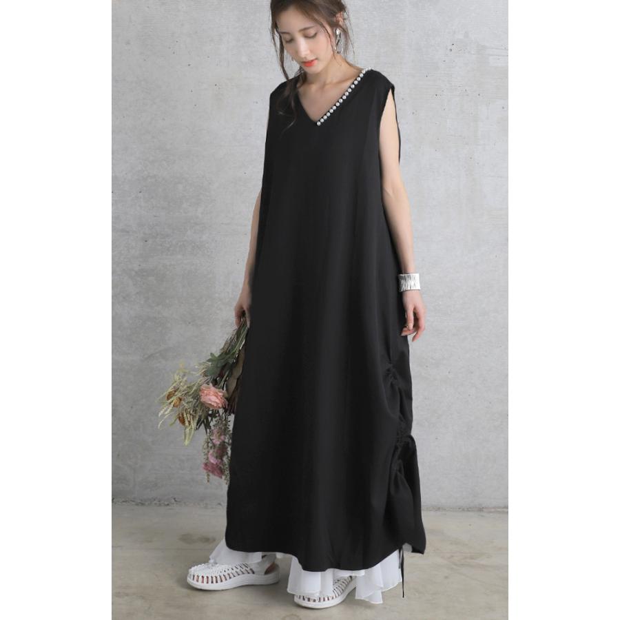 ワンピース ノースリーブ ロングワンピース パール フォーマル ドレス 結婚式 | HUG.U | 04