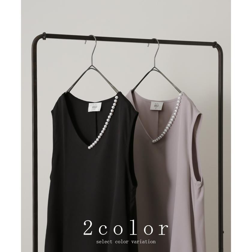 ワンピース ノースリーブ ロングワンピース パール フォーマル ドレス 結婚式 | HUG.U | 08