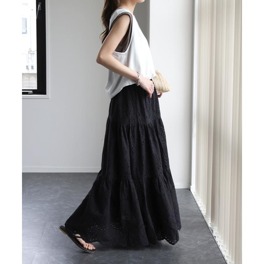 スカート ロングスカート レース ティアードスカート レーススカート マキシ丈 ロング | HUG.U | 16
