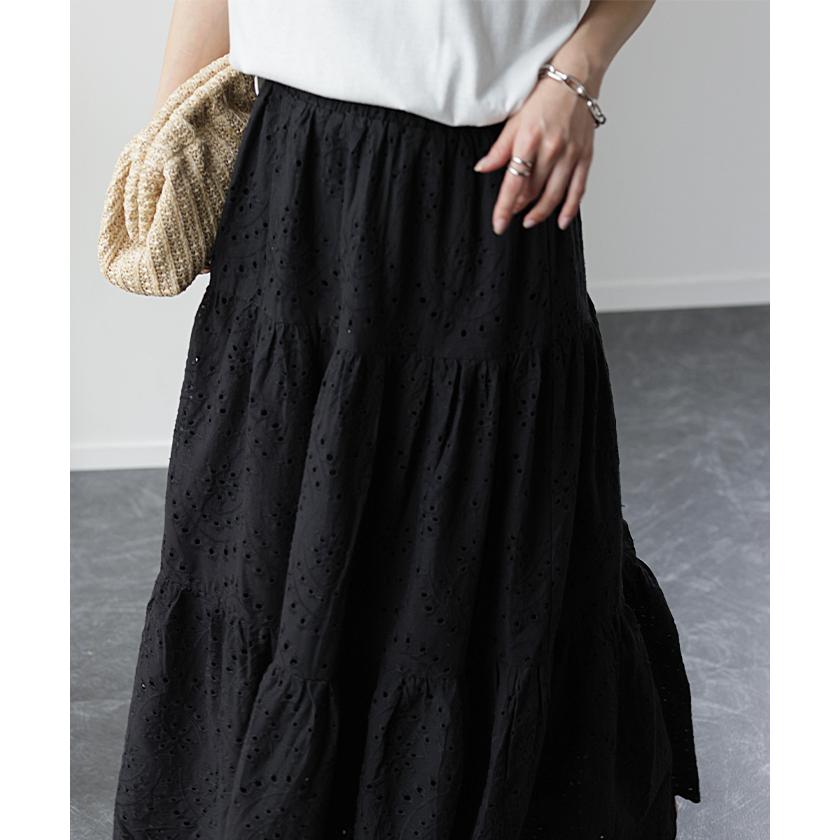 スカート ロングスカート レース ティアードスカート レーススカート マキシ丈 ロング | HUG.U | 09