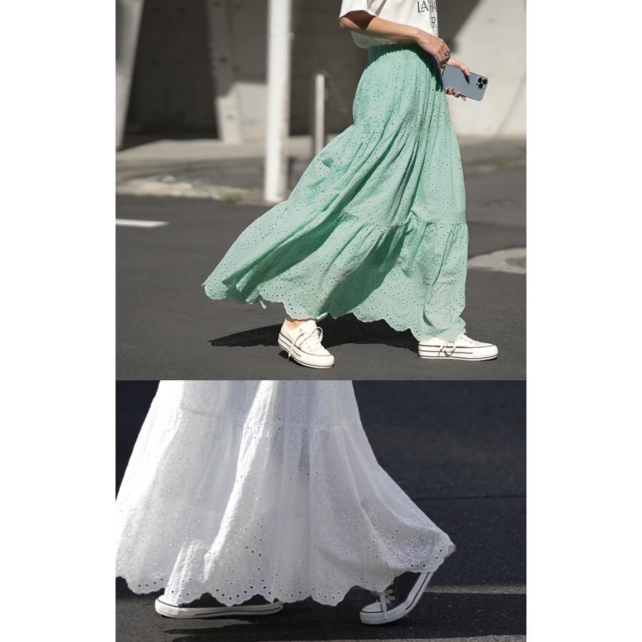 スカート ロングスカート レース ティアードスカート レーススカート マキシ丈 ロング | HUG.U | 10