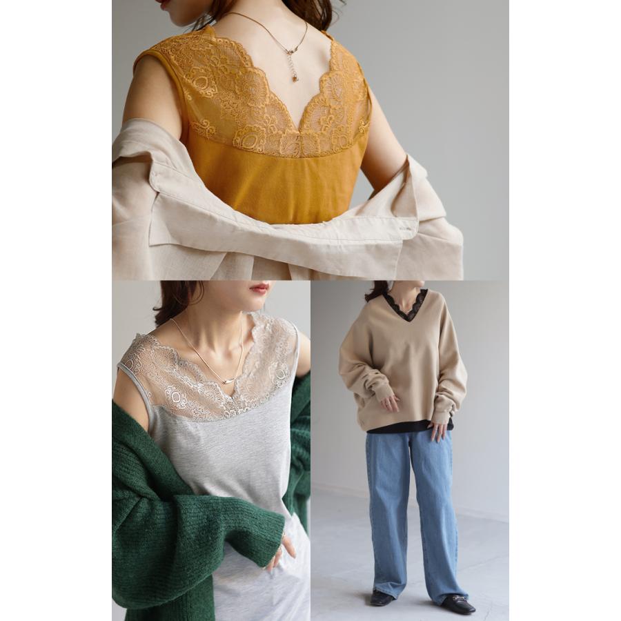 タンクトップ レディース  レース インナー チラ見え防止 トップス ノースリーブ レイヤード | HUG.U | 12