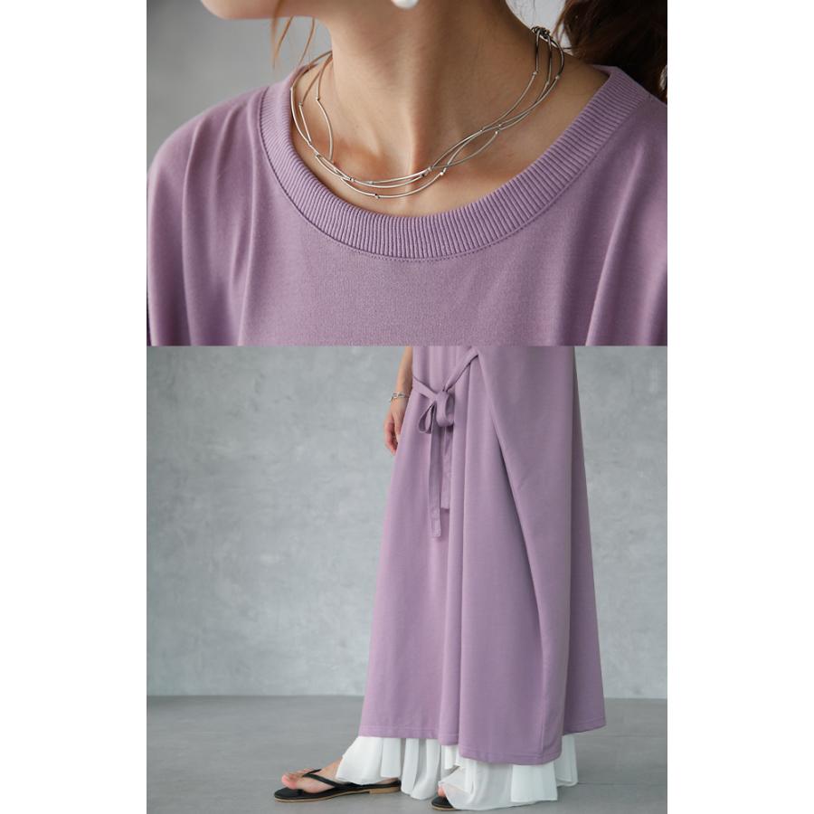 ワンピース マキシワンピース レディース ワンピ ロングワンピース ロングワンピ ロング マキシ 半袖 リボン バックリボン 体型カバー | HUG.U | 21