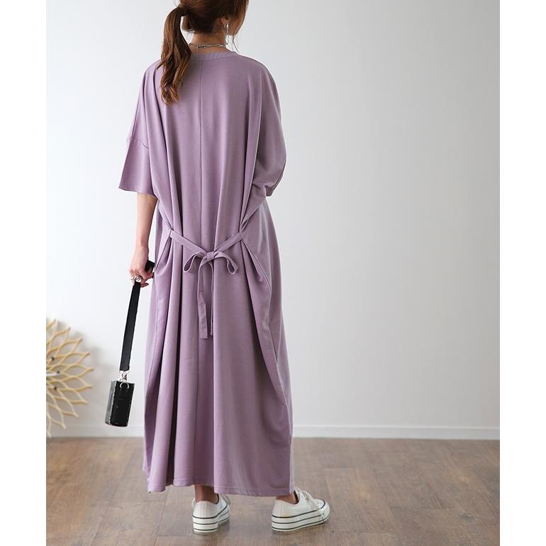 ワンピース マキシワンピース レディース ワンピ ロングワンピース ロングワンピ ロング マキシ 半袖 リボン バックリボン 体型カバー | HUG.U | 08