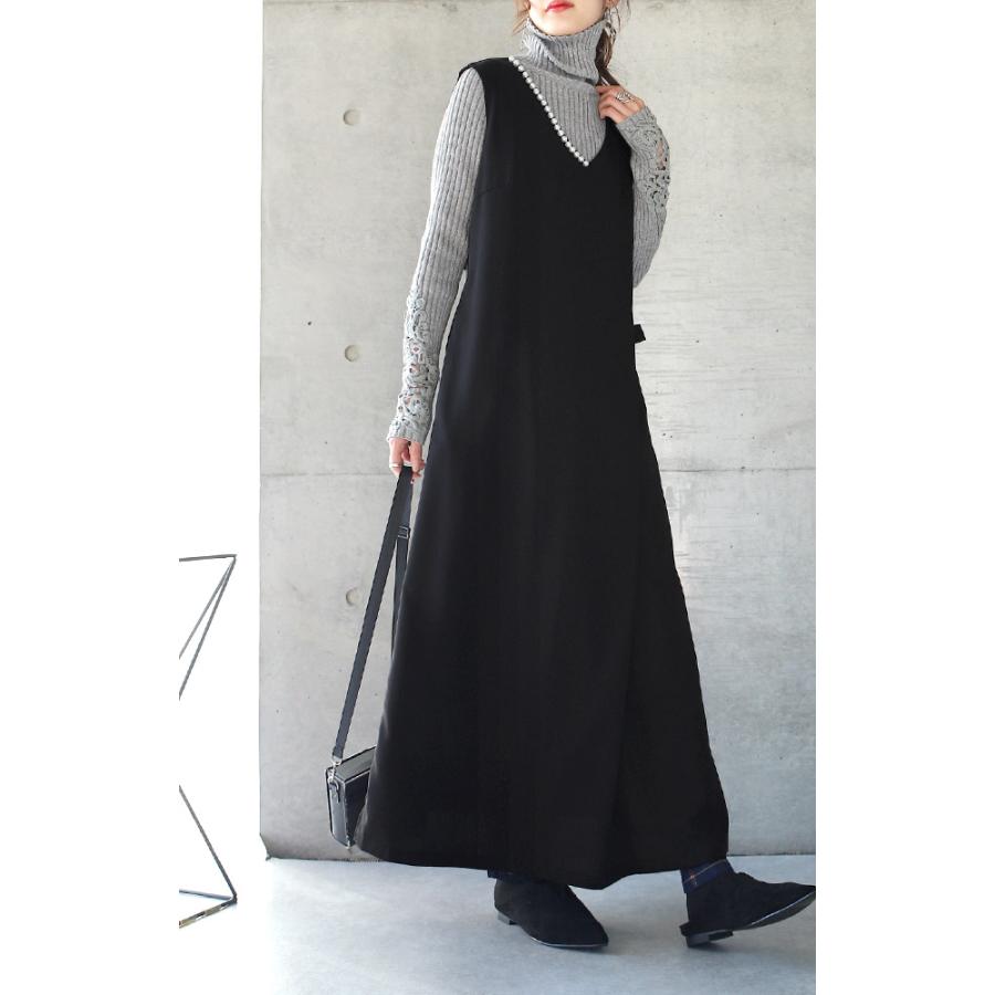 ワンピース ロング 黒 パール ロングワンピース ノースリーブ 結婚式ワンピース パーティードレス 結婚式 Vネック オケージョン | HUG.U | 13
