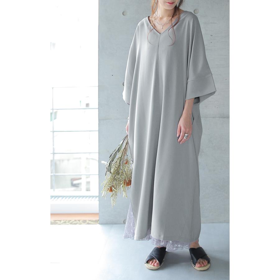 ワンピース レディース ロングワンピース ロング マキシワンピース スリット 半袖 Aライン フレア きれいめ ドルマン 無地 大きいサイズ | HUG.U | 11