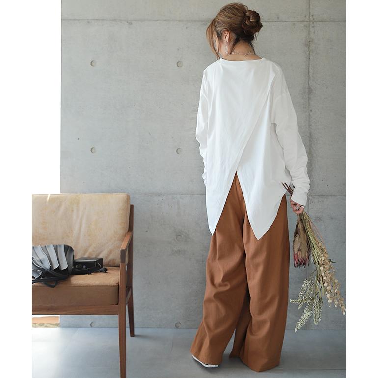 HUG.U カットソー レディース バックスリット ロンT トップス 長袖  