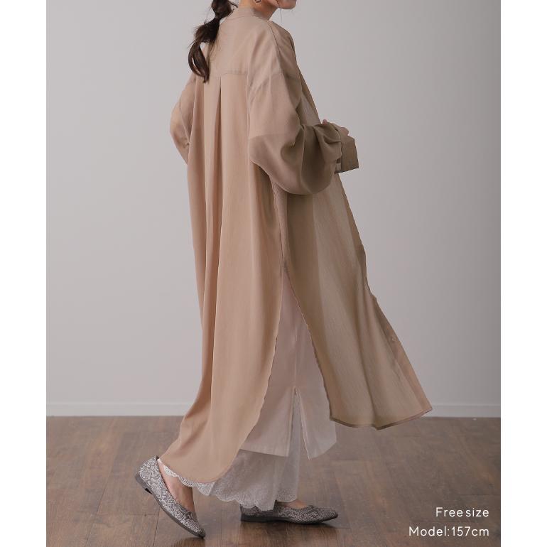 シャツ レディース シアーシャツ ロングシャツ ロング ワンピース 長袖 シアー | HUG.U | 12